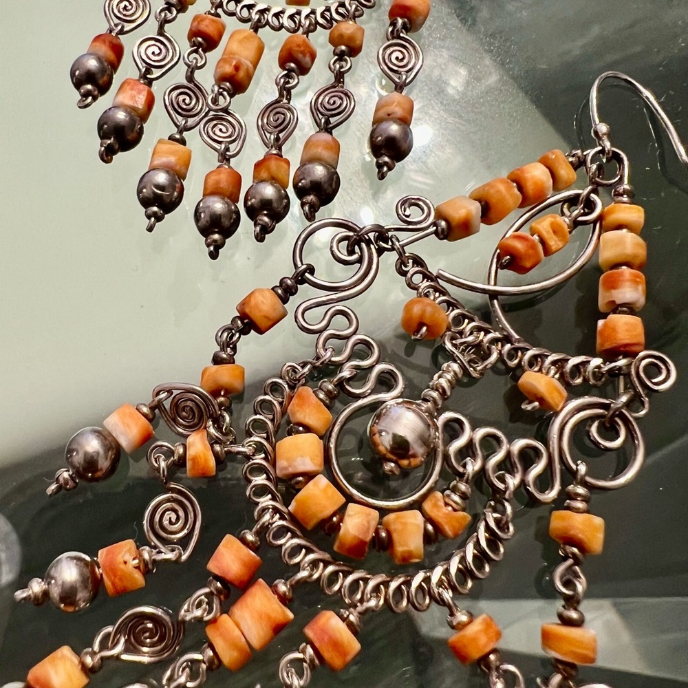 Peruvian 925 silver & semi precious stone earrings ✨ - Picture 2 of 3